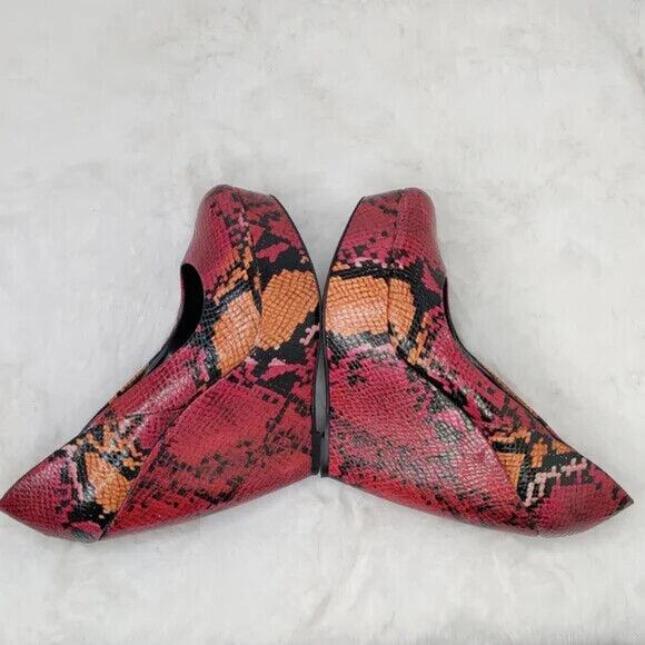 Vintage leather Red Snake Print Platforms - Picture 4 of 8